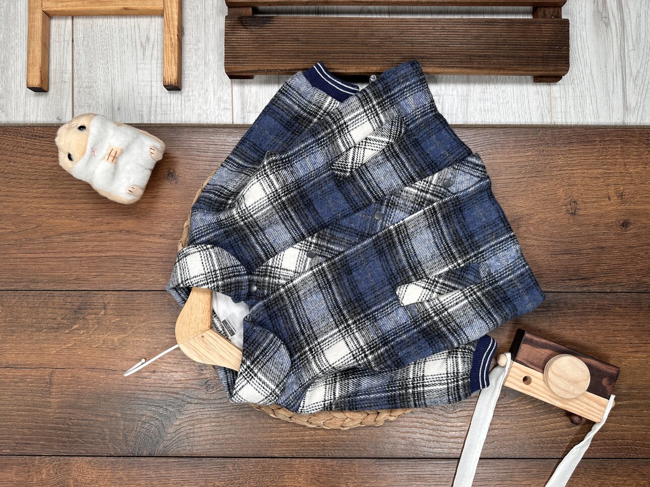 Premium Ekose Desenli Fermuarlı Çıtçıtlı Erkek Bebek Hırka Ceket