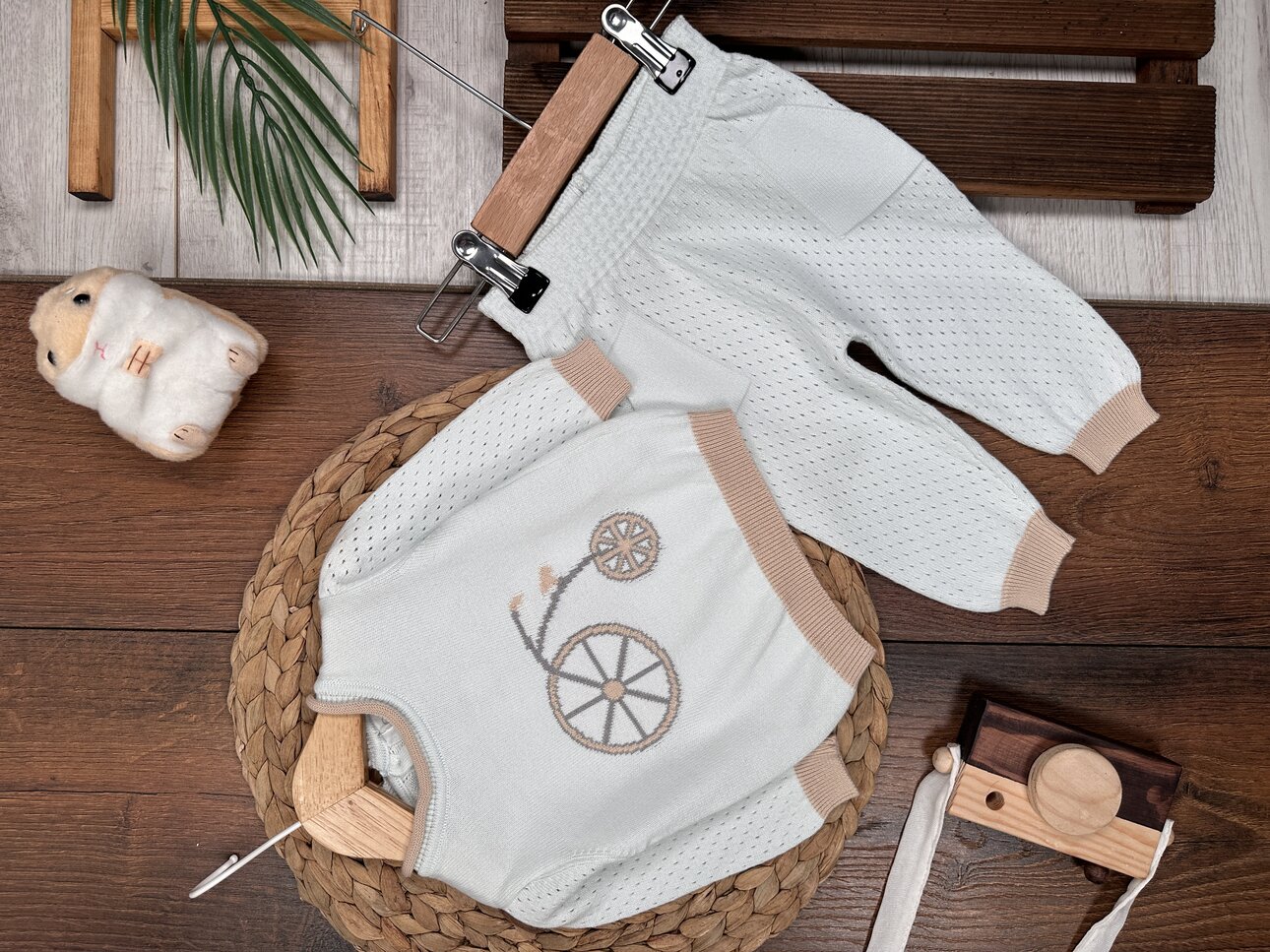 Pamuklu Bisiklet Detaylı Triko İnce Premium 2li Erkek Bebek Takım