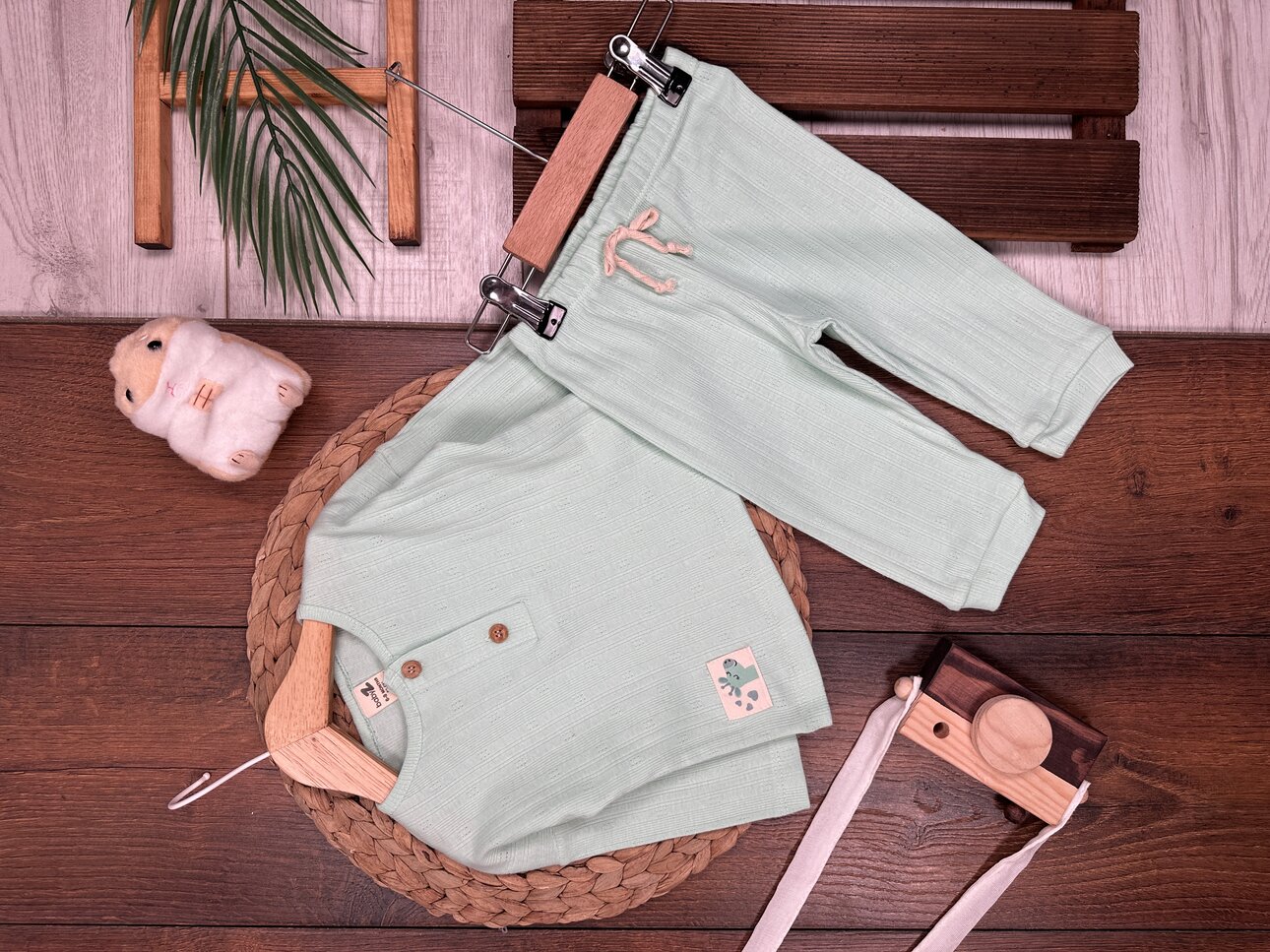 Yumuşak Pamuklu Düğmeli 2li Kız Bebek Takım