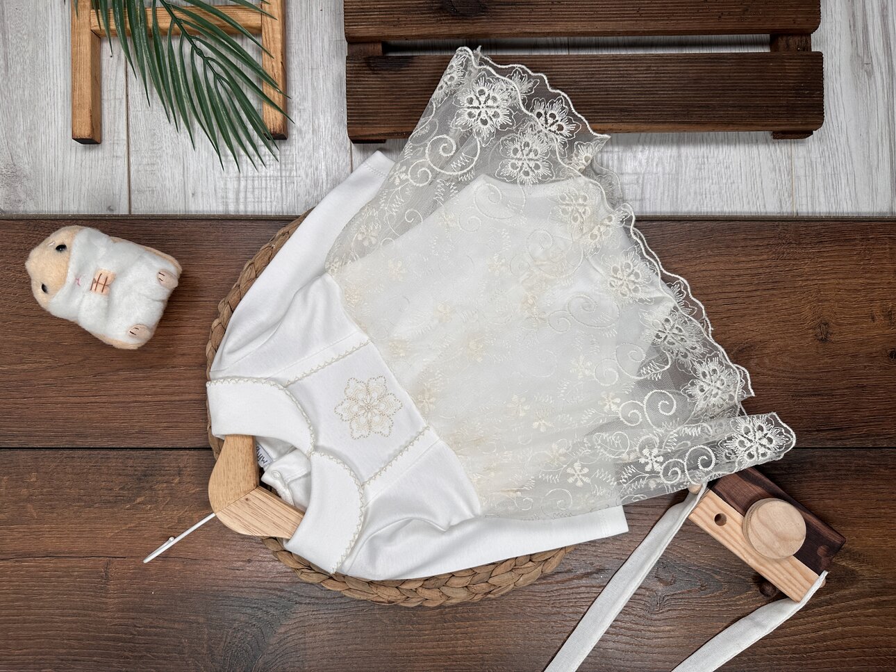 pamuklu Tül Detaylı  Kız Bebek Elbise