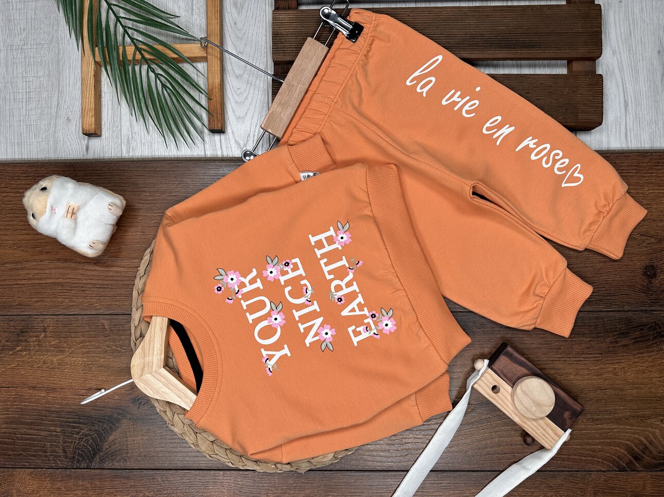 Pamuklı  Çiçek Desenli 2li  Kız Bebek Takım