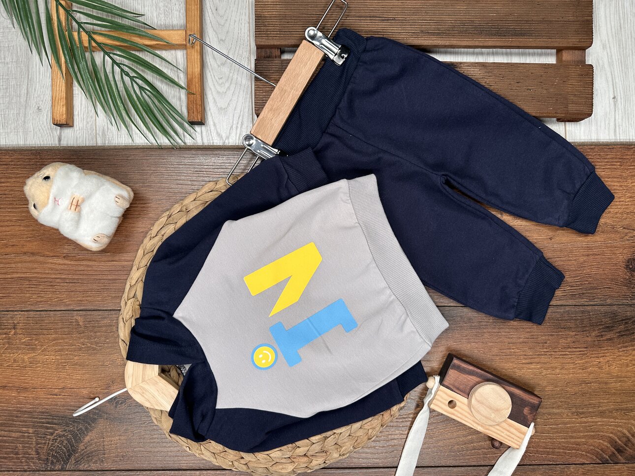 Pamuklu Kapüşonlu 2li Erkek Bebek Takım