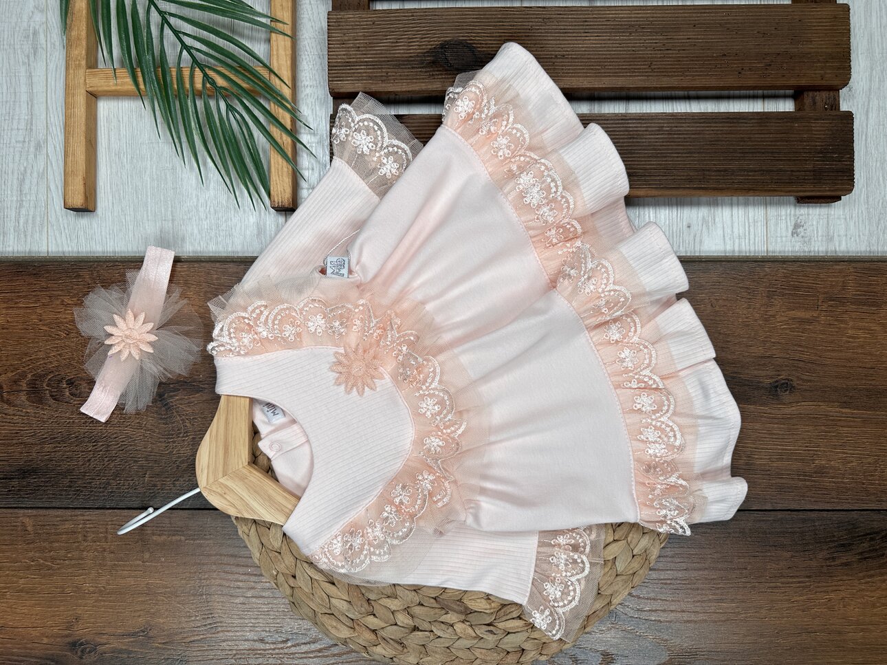 Pamuklu Dantel Detaylı Kız Bebek Elbise