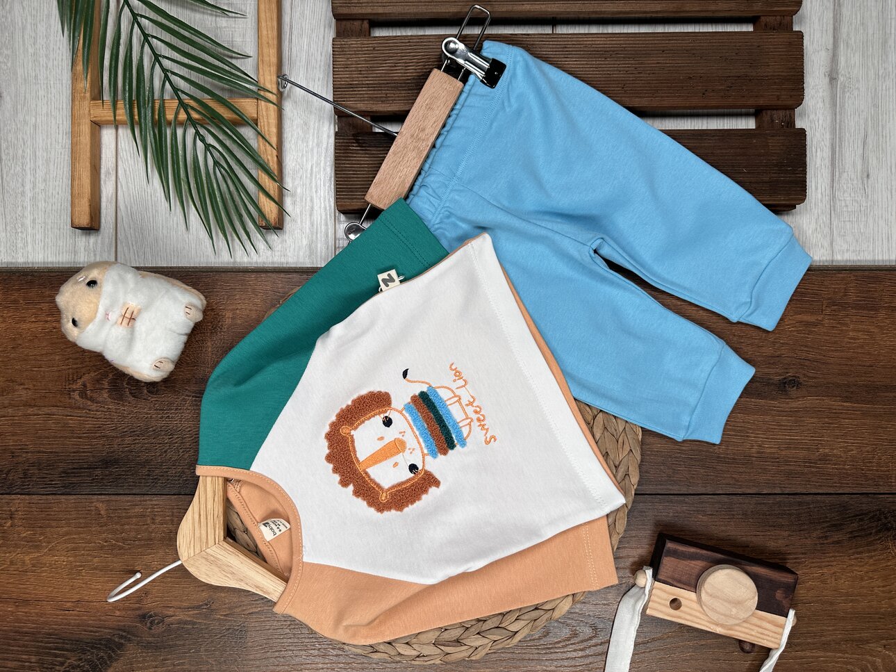 Pamuklu Animals Desenli 2li Erkek Bebek Takım