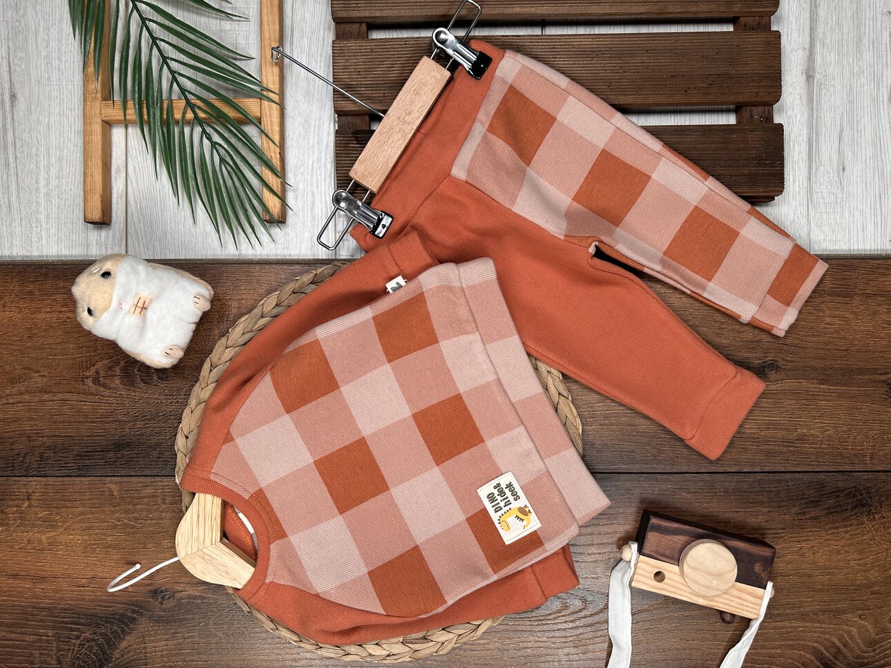 Pamuklu Ekose Desenli Uzun Kollu 2li Erkek Bebek Takım