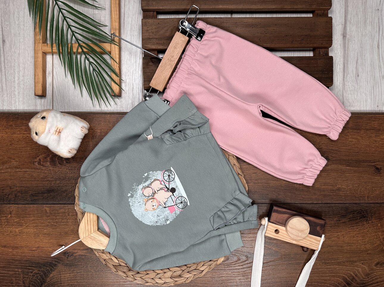 Pamuklu Sevimli Ayıcık Detaylı 2li Kız Bebek Takım