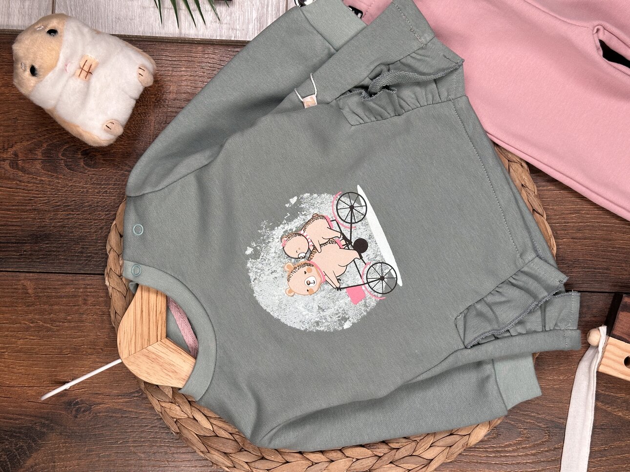 Pamuklu Sevimli Ayıcık Detaylı 2li Kız Bebek Takım - Görsel 4