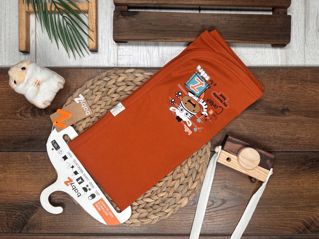 Pamuklu Zebra Desenli Erkek Bebek Battaniye