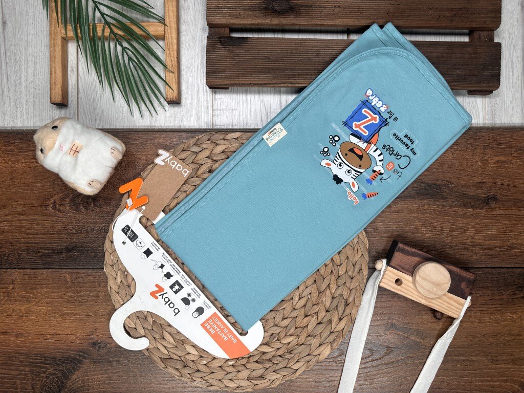Pamuklu Zebra Desenli Erkek Bebek Battaniye - Görsel 2
