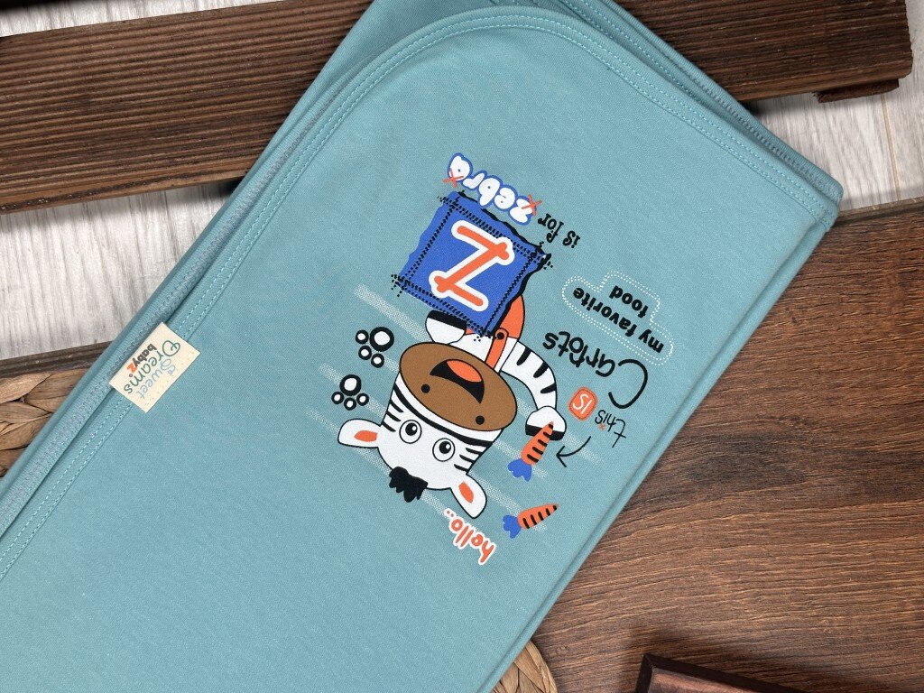 Pamuklu Zebra Desenli Erkek Bebek Battaniye - Görsel 4