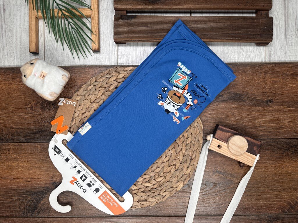 Pamuklu Zebra Desenli Erkek Bebek Battaniye