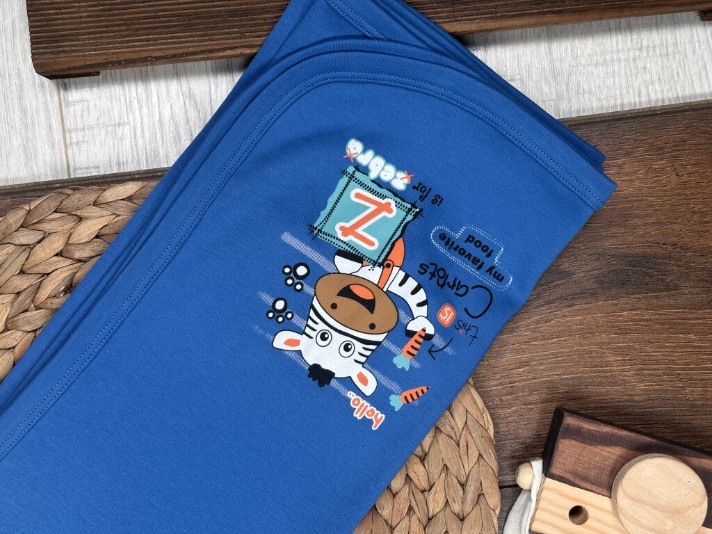Pamuklu Zebra Desenli Erkek Bebek Battaniye - Görsel 4