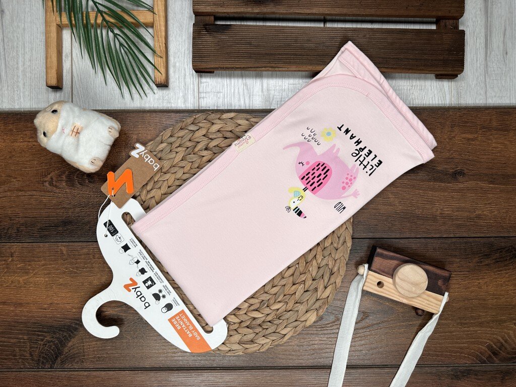 Pamuklu Fil Desenli Kız Bebek Battaniye