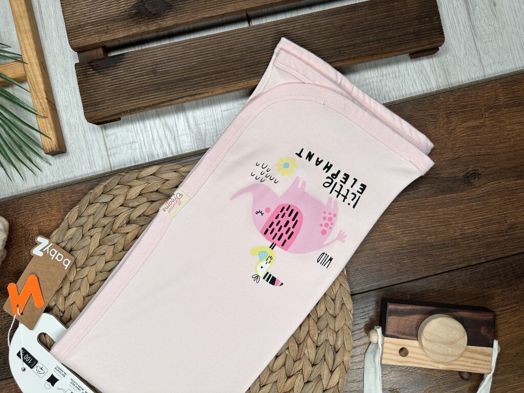 Pamuklu Fil Desenli Kız Bebek Battaniye - Görsel 3