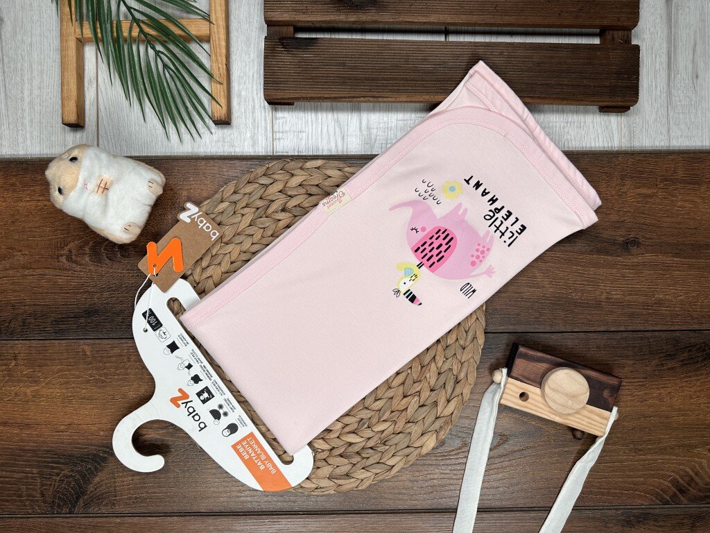 Pamuklu Fil Desenli Kız Bebek Battaniye - Görsel 4