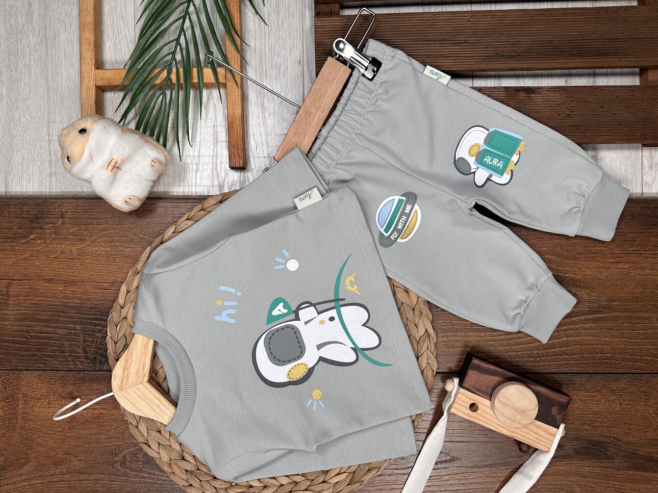 Pamuk Astronot Detaylı 2li Erkek Bebek Takım