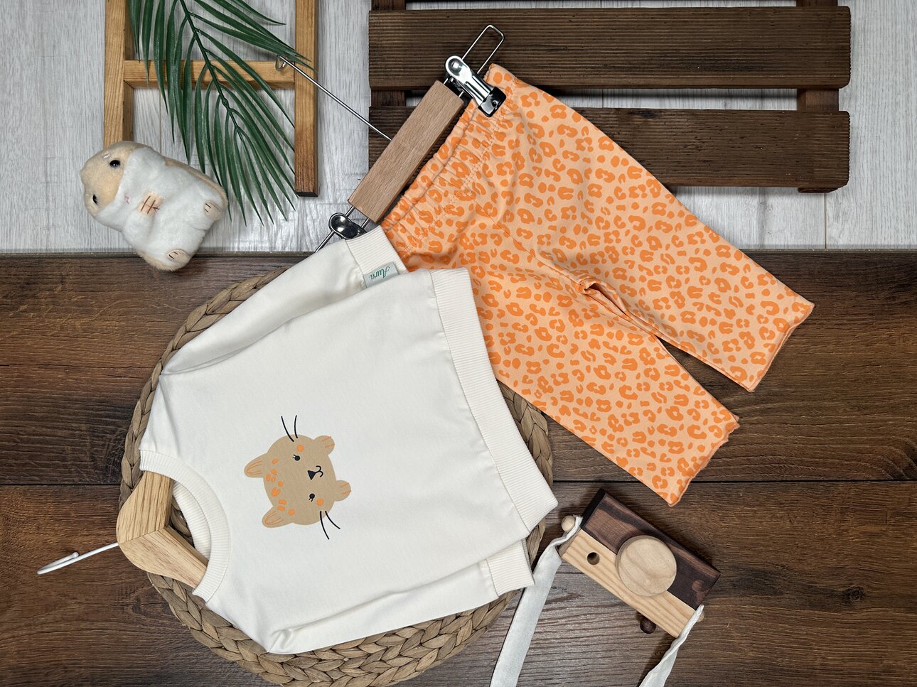 Pamuklu Kedi Desenli 2li Kız Bebek  Takım