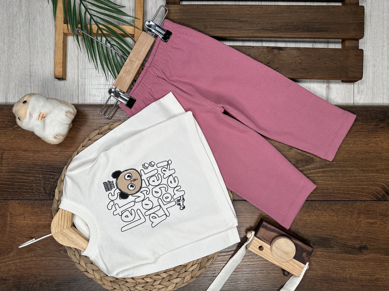 Pamuklu Ayıcık Detaylı Pijama 2li Kız Bebek Takım