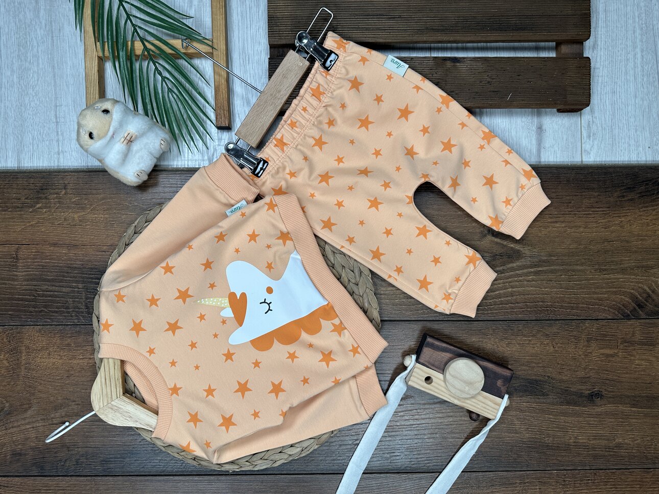 Pamuklu Yıldız Detaylı  2li Kız Bebek Takım