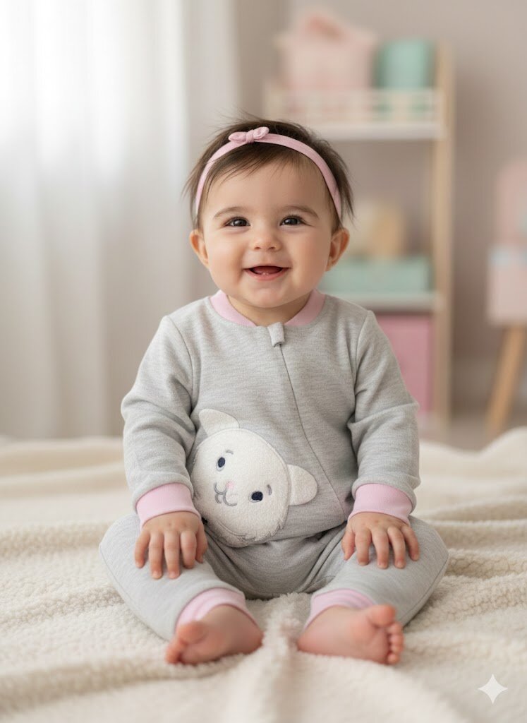 Pamuklu Kuzu Desenli Tulum Kız Bebek Takım