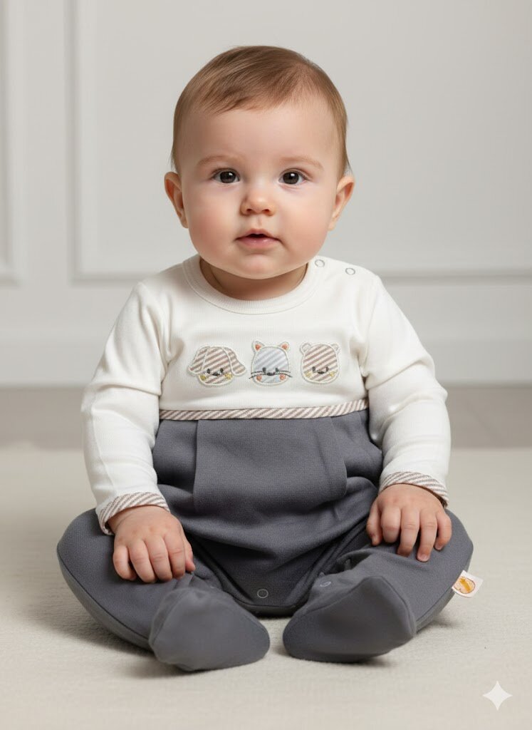 Pamuklu Animal Desenli Erkek Bebek Tulum