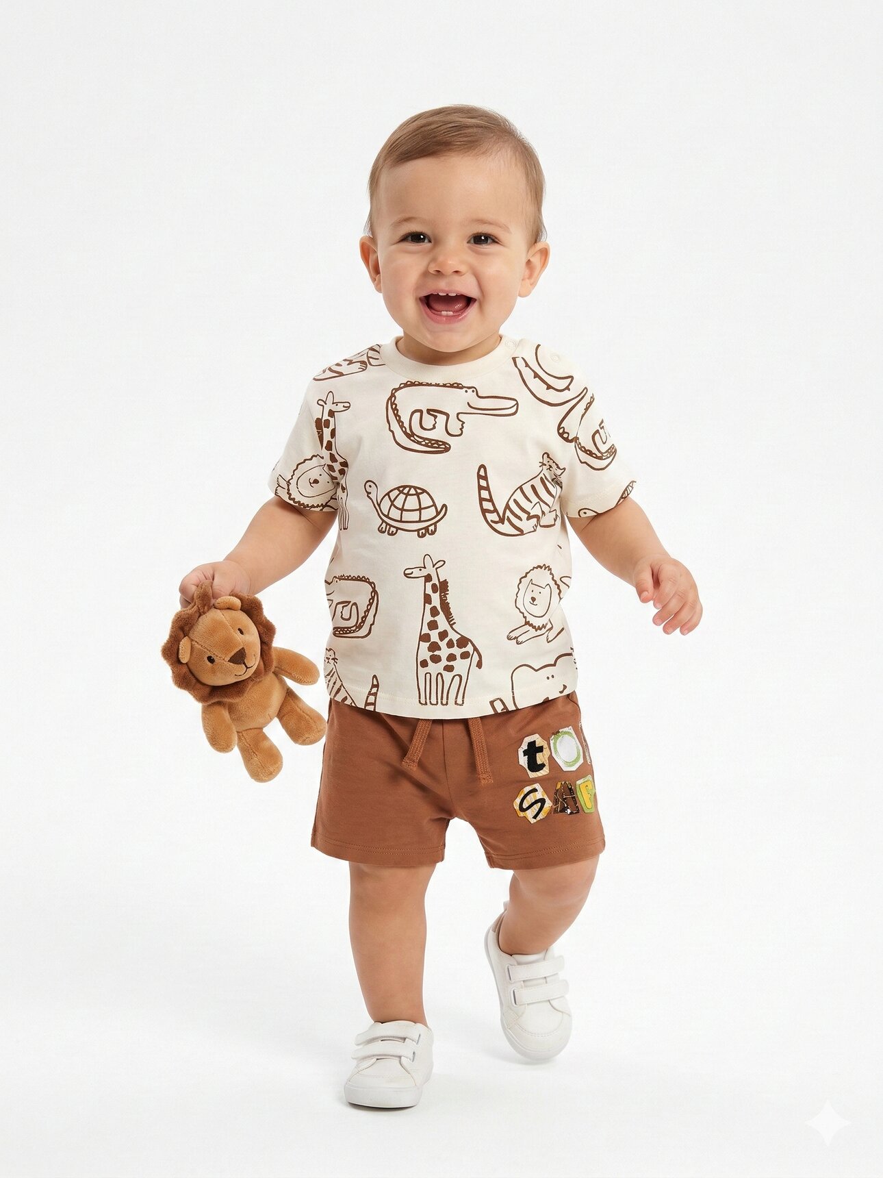 Pamuk Dostlar Detaylı Şortlu Erkek Bebek 2li Takım