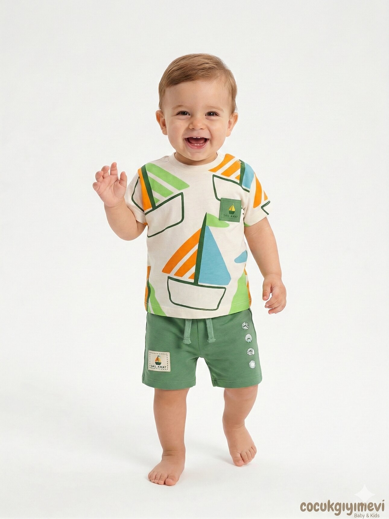 Pamuklu Yelken DetaylıŞortlu Erkek Bebek 2li Takım