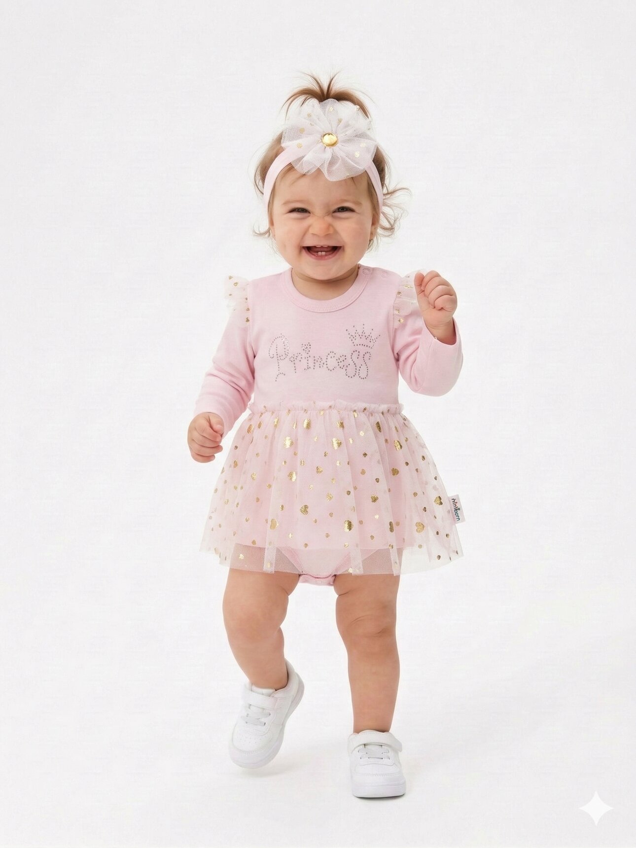 Pamuklu Prenses İşlemeli Dantelli 2li Kız Bebek Elbise