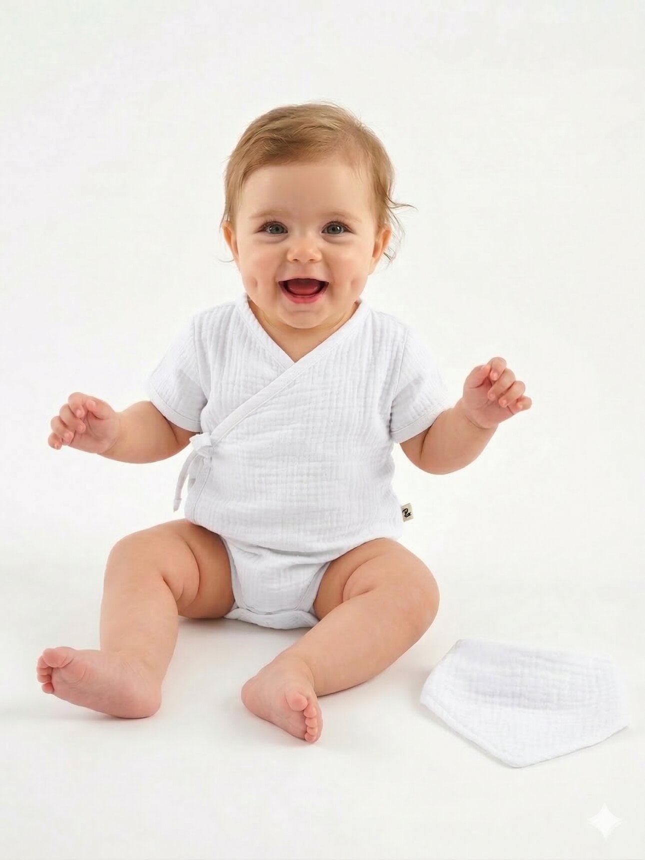 Pamuklu Müslin Önlüklü Zıbın 2li Takım