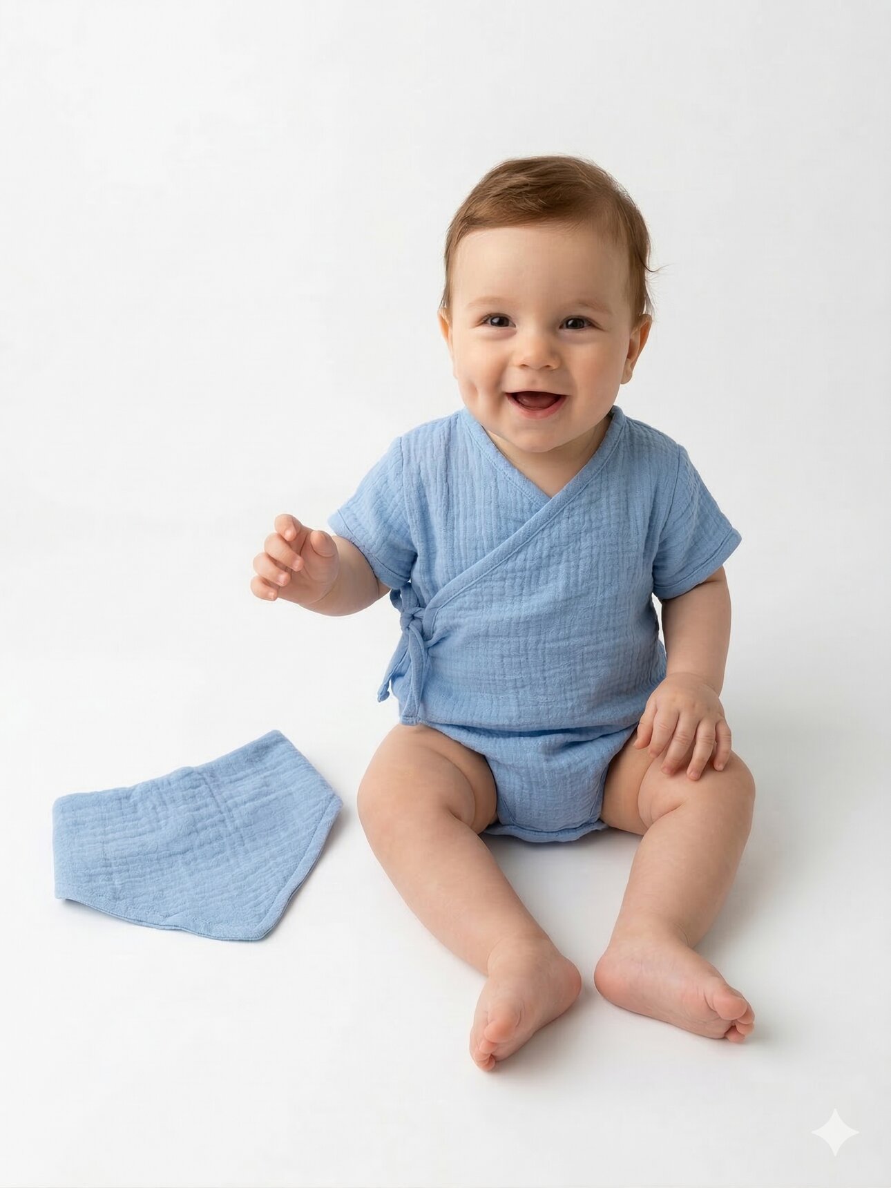 Pamuklu Müslin Önlüklü Zıbın 2li Takım