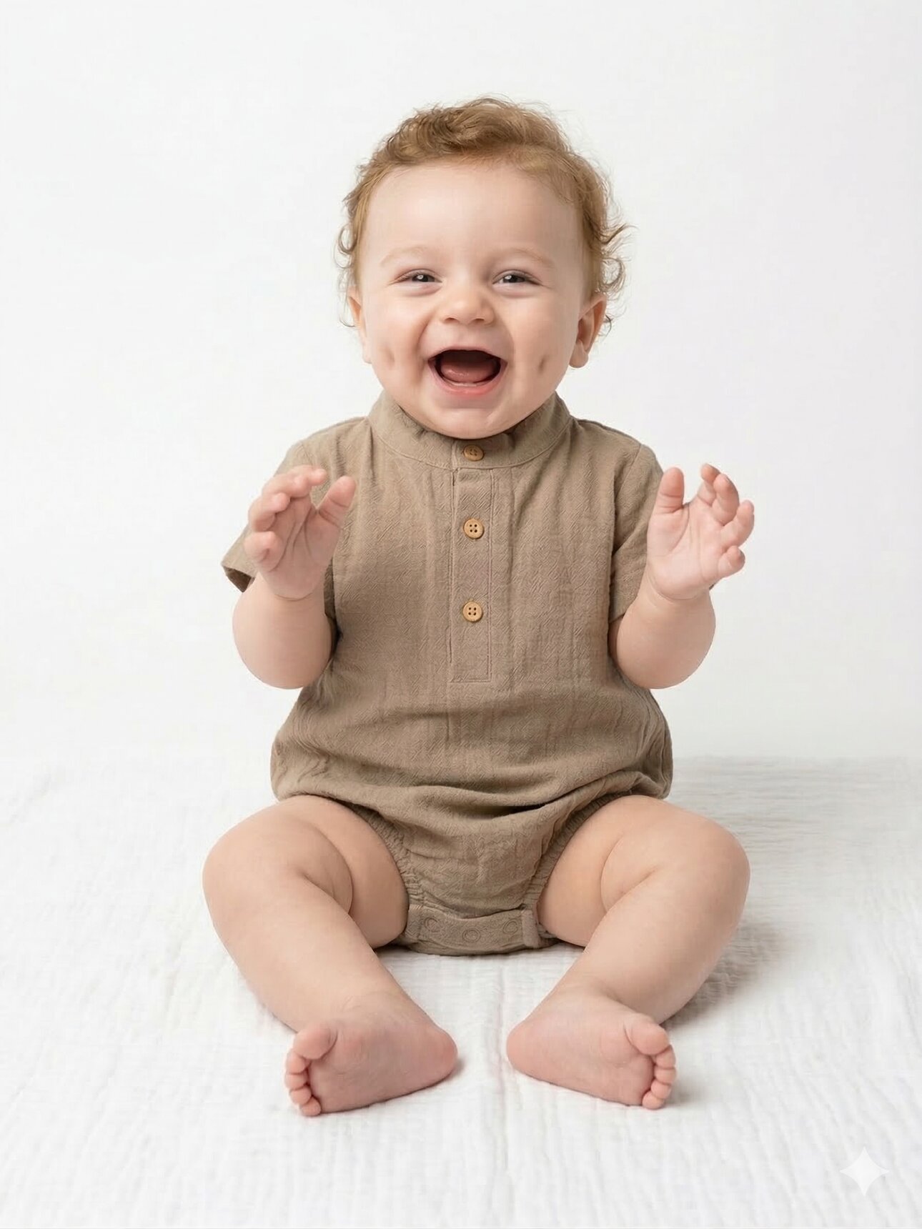 Pamuklu Düğmeli  Müslin Erkek Zıbın