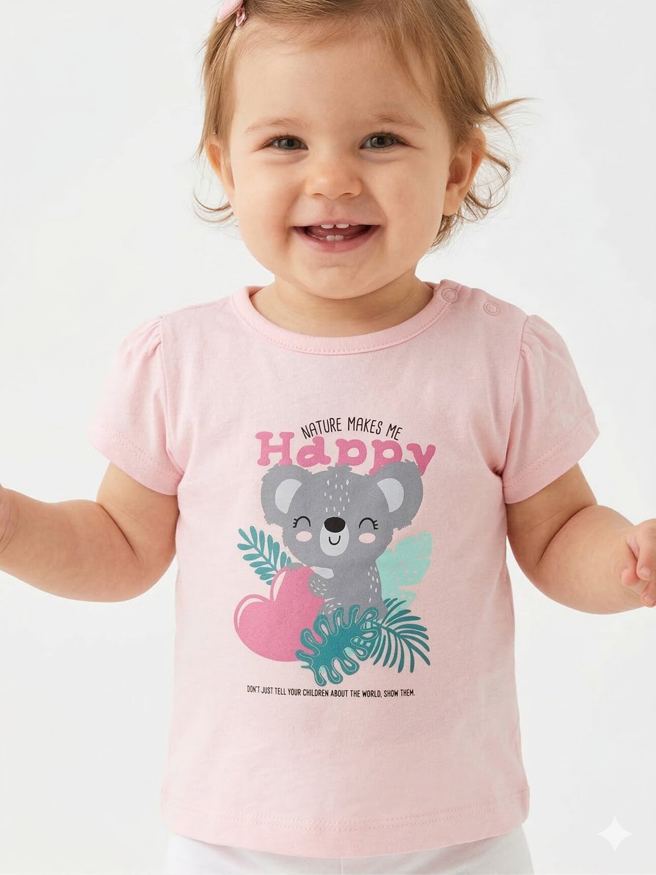 Pamuklu Koala Desenli Kız Bebek T-Shirt