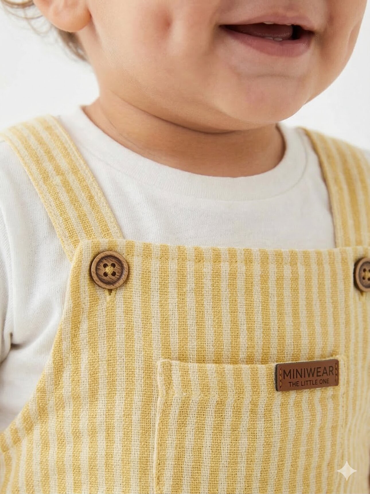 Pamuklu Organik Çizgili Cep Detaylı Salopet Tulum Erkek Bebek 2li Takım