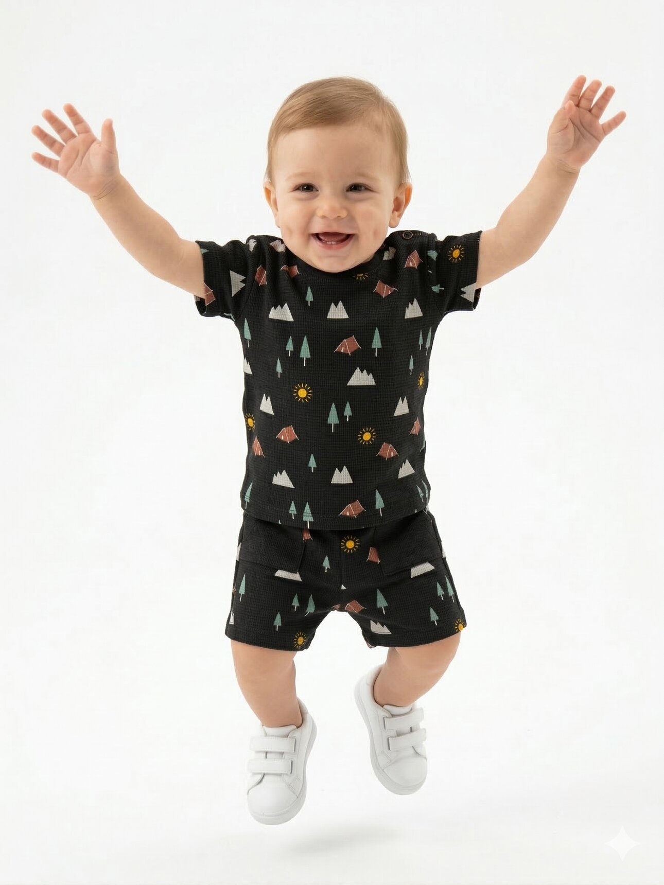 Organik Pamuk Doğa Temalı Erkek Bebek 2li  ŞortluTakım