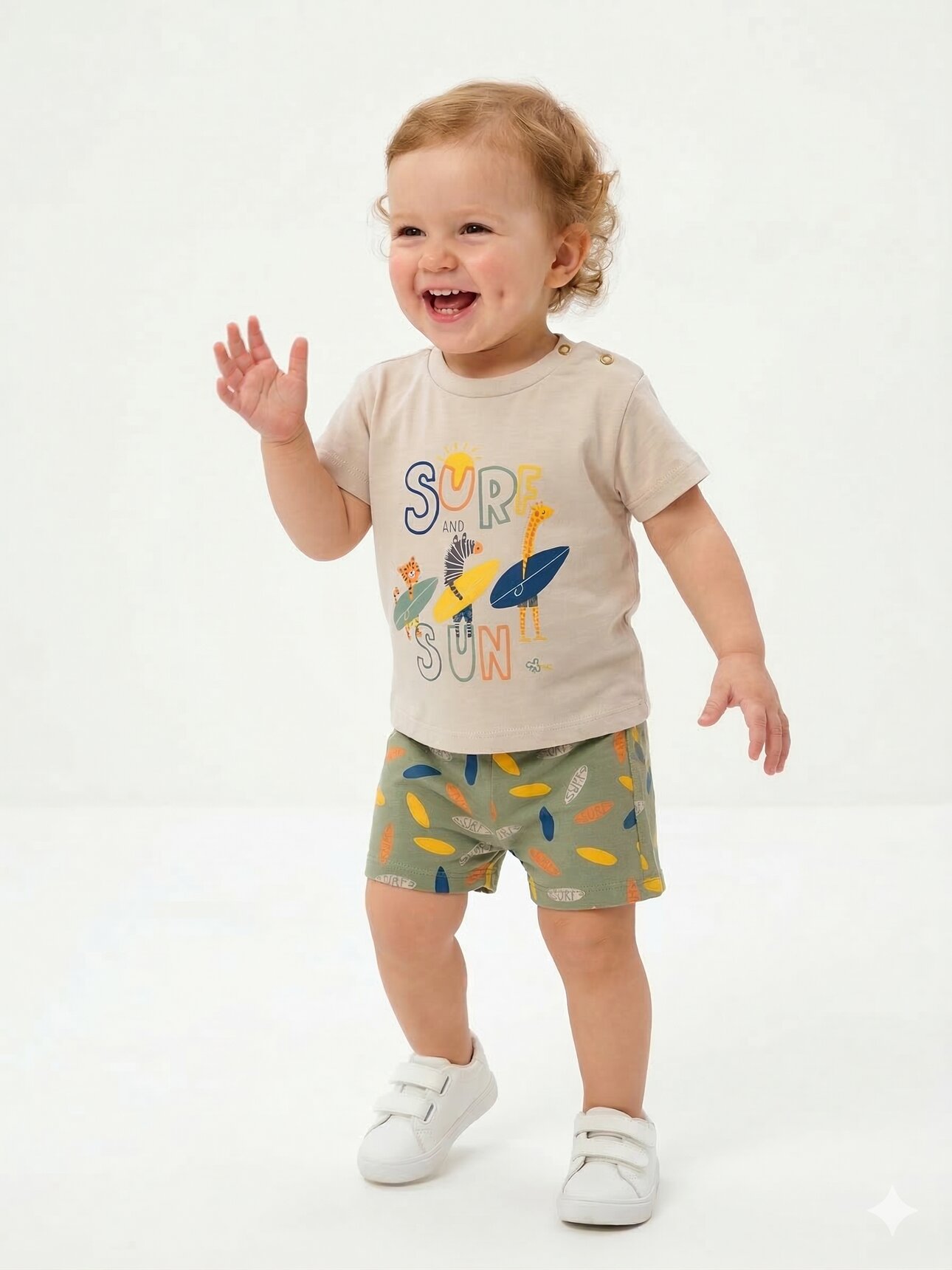 Organik Pamuklu Surf Detaylı Erkek Bebek 2li Takım