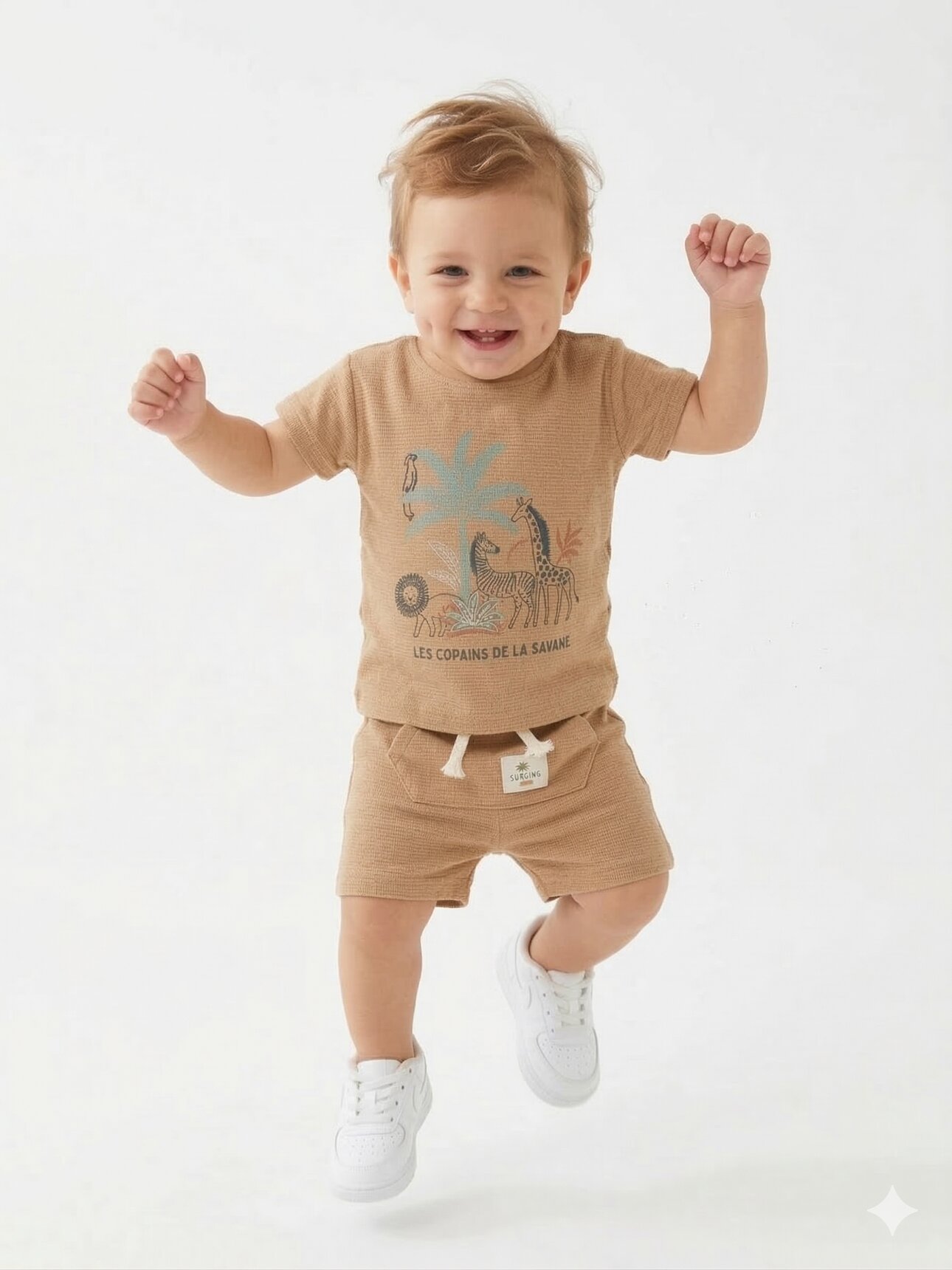 Pamuk Safari Macerası Desenli Erkek Bebek 2li Takım