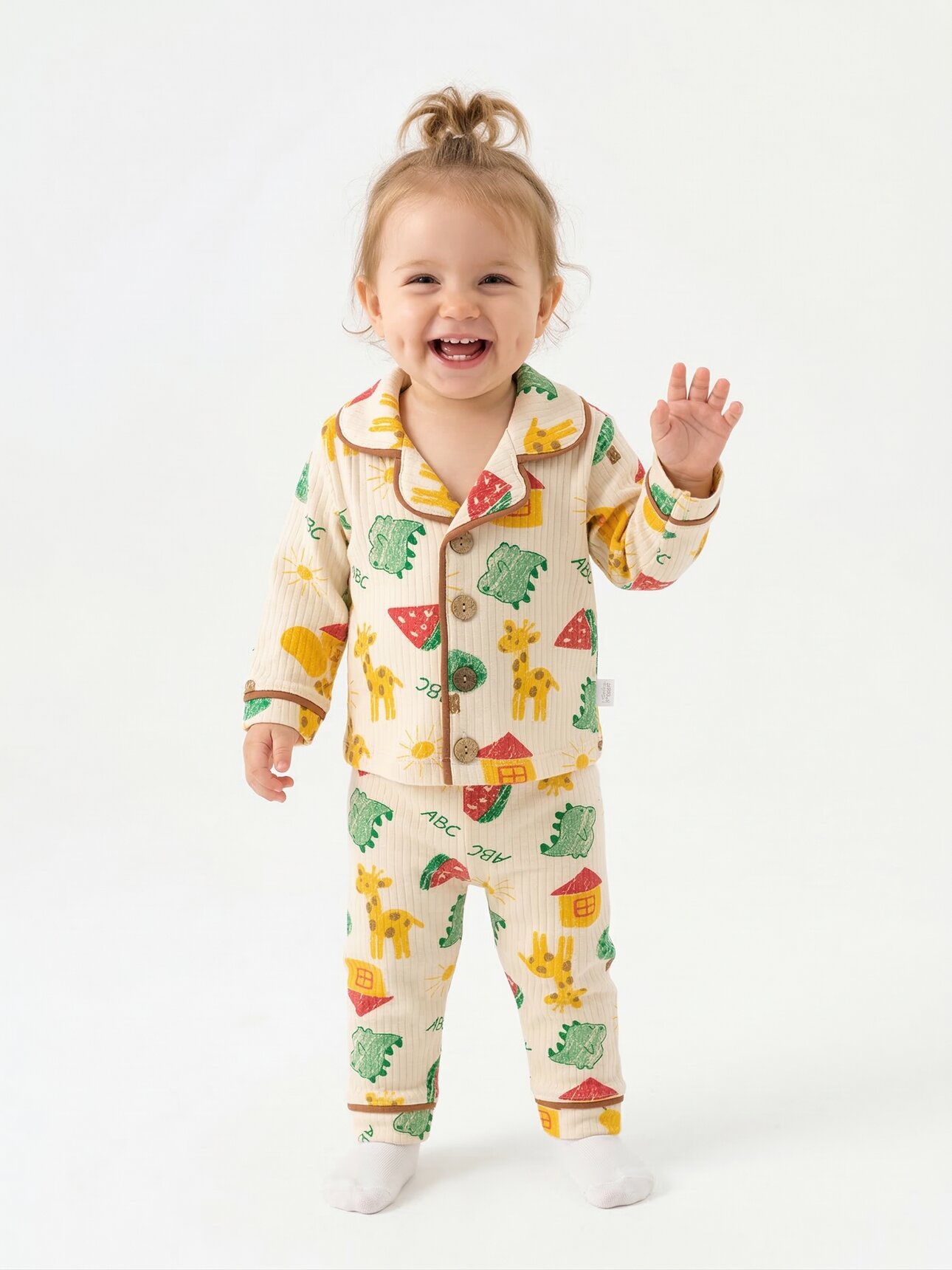 Sevimli Hayvancıklar Desenli Kız Bebek 2li Pijama Takımı