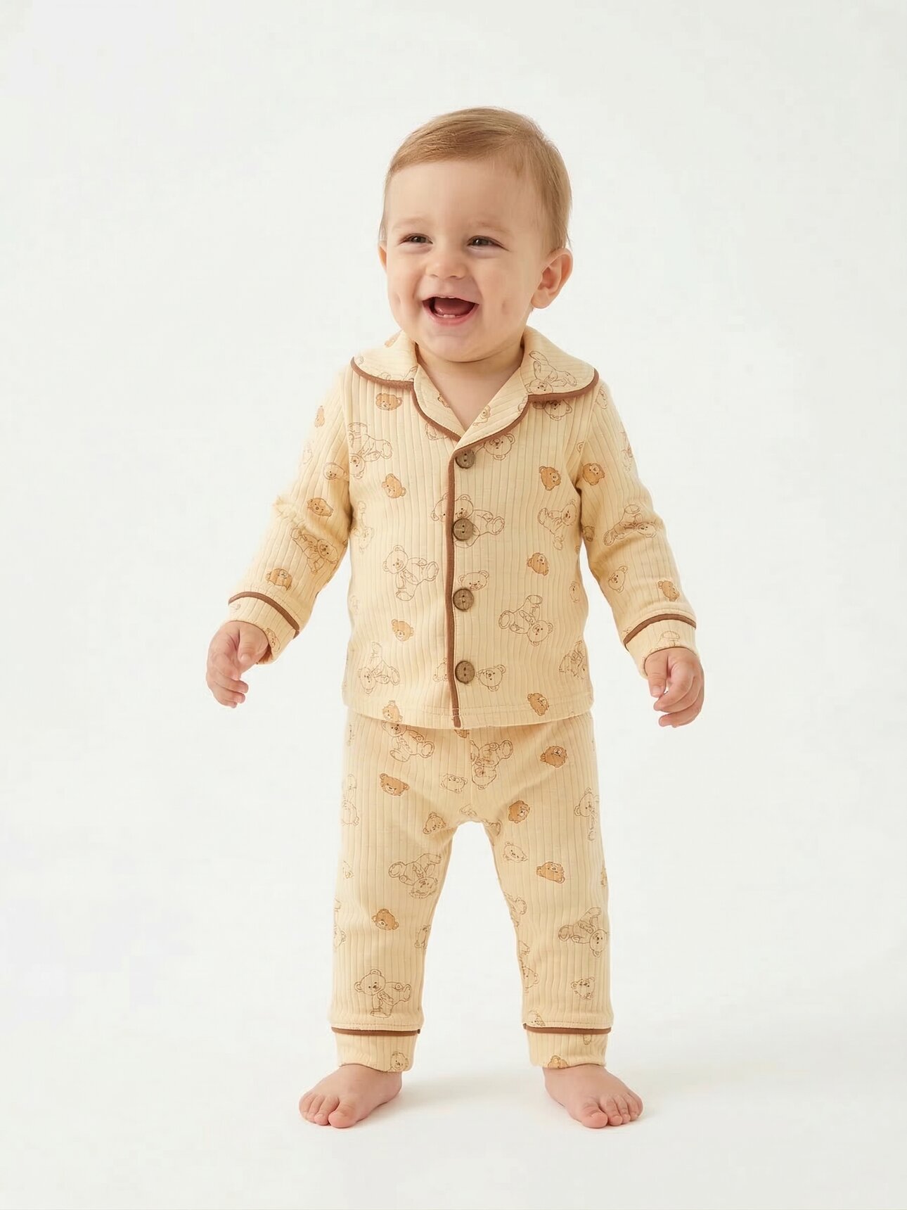 Pamuklu Ayıcık Detaylı 2li Pijama Takımı - Görsel 2