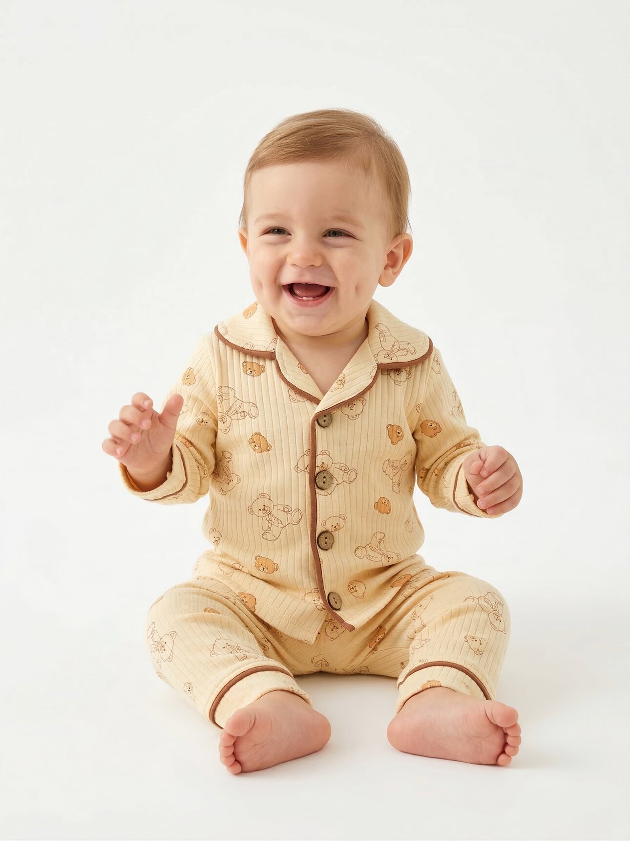 Pamuklu Ayıcık Detaylı 2li Pijama Takımı