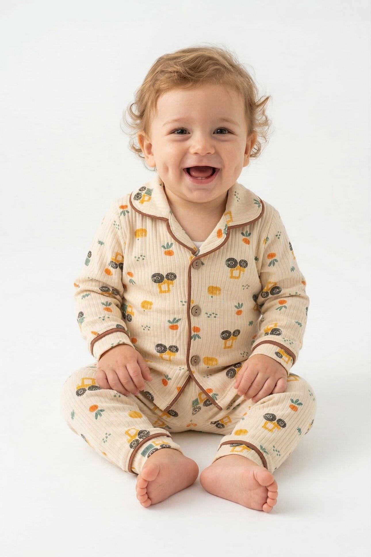 Pamuklu Araba Detaylı 2li Erkek Bebek Pijama Takımı