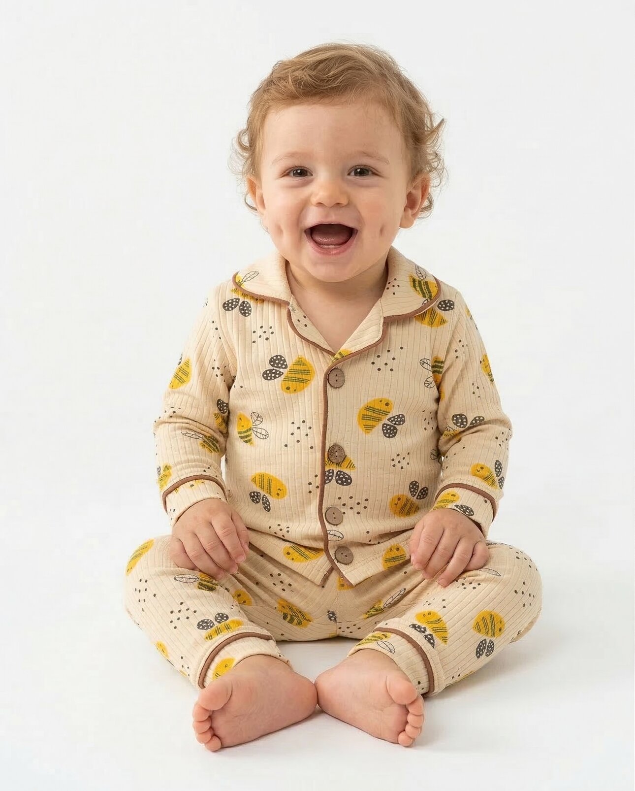 Pamuklu Arı Desenli PijamaTakımı