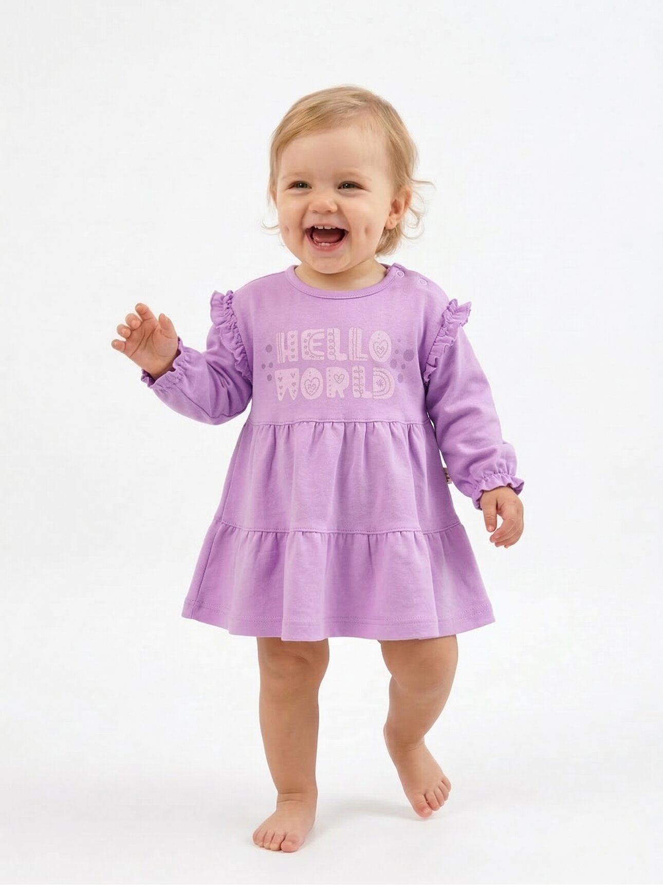 Pamuklu Tütü Detaylı Kolları Lastikli Kız Bebek Elbise