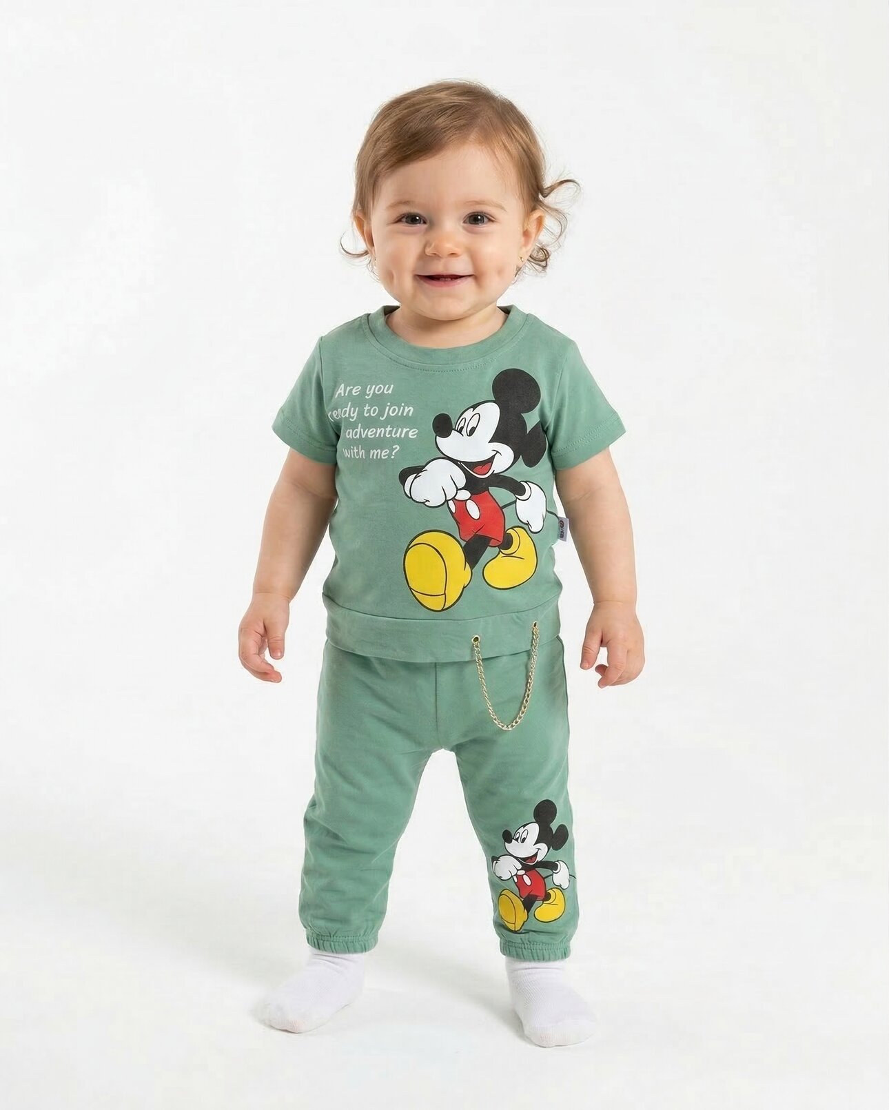UZUN KOLLU, LASTİKLİ PAÇA, PAMUKLU,MİCKEY DESENLİ, YAZLIK KIZ ÇOCUK & BEBEK TAKIM