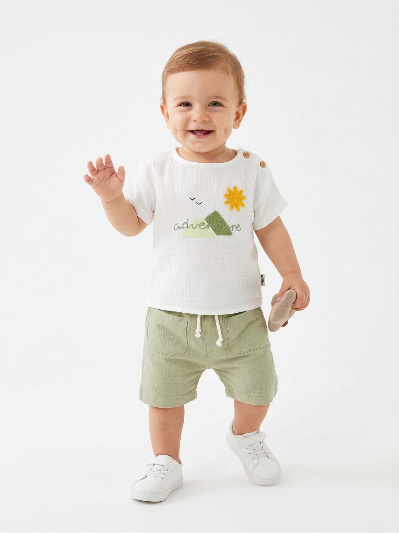 Yazlık Pamuklu Müslin Kumaş Şortlu 2li Kız Bebek Takım