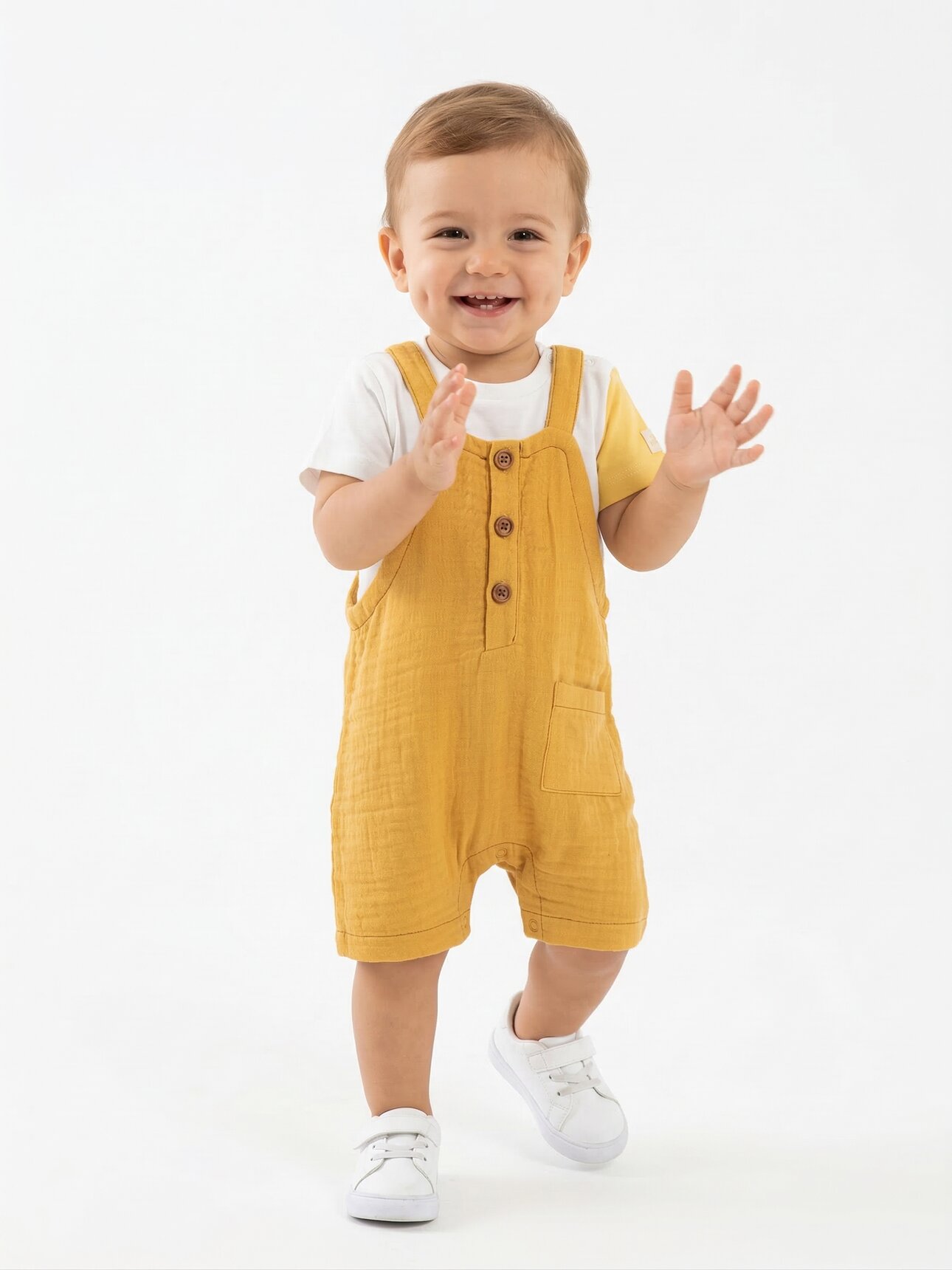 Organik Müslin Tulum Erkek Bebek 2li Takım