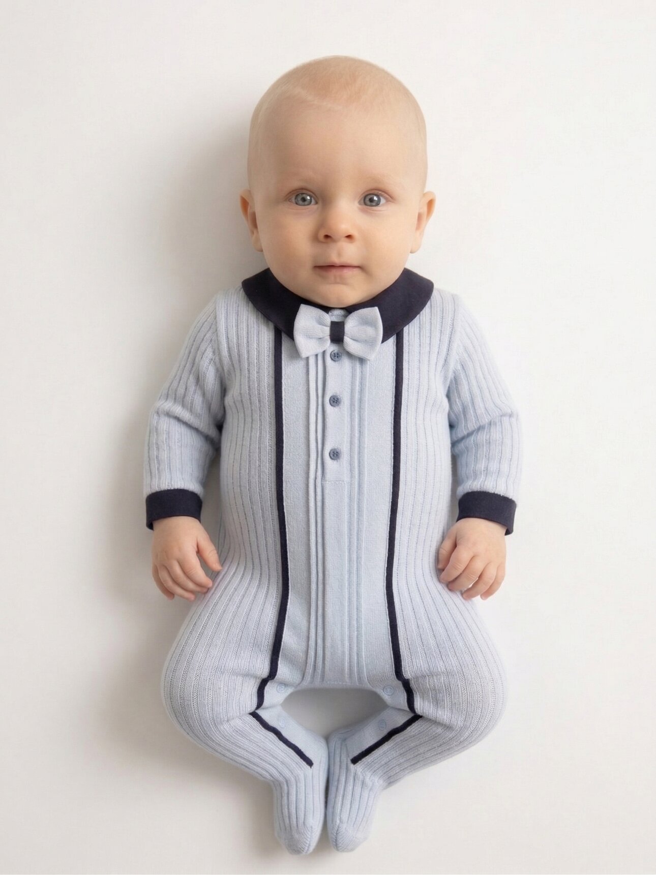 Pamuklu Papyon Detaylı Özel Koleksiyon Erkek Bebek Tulum