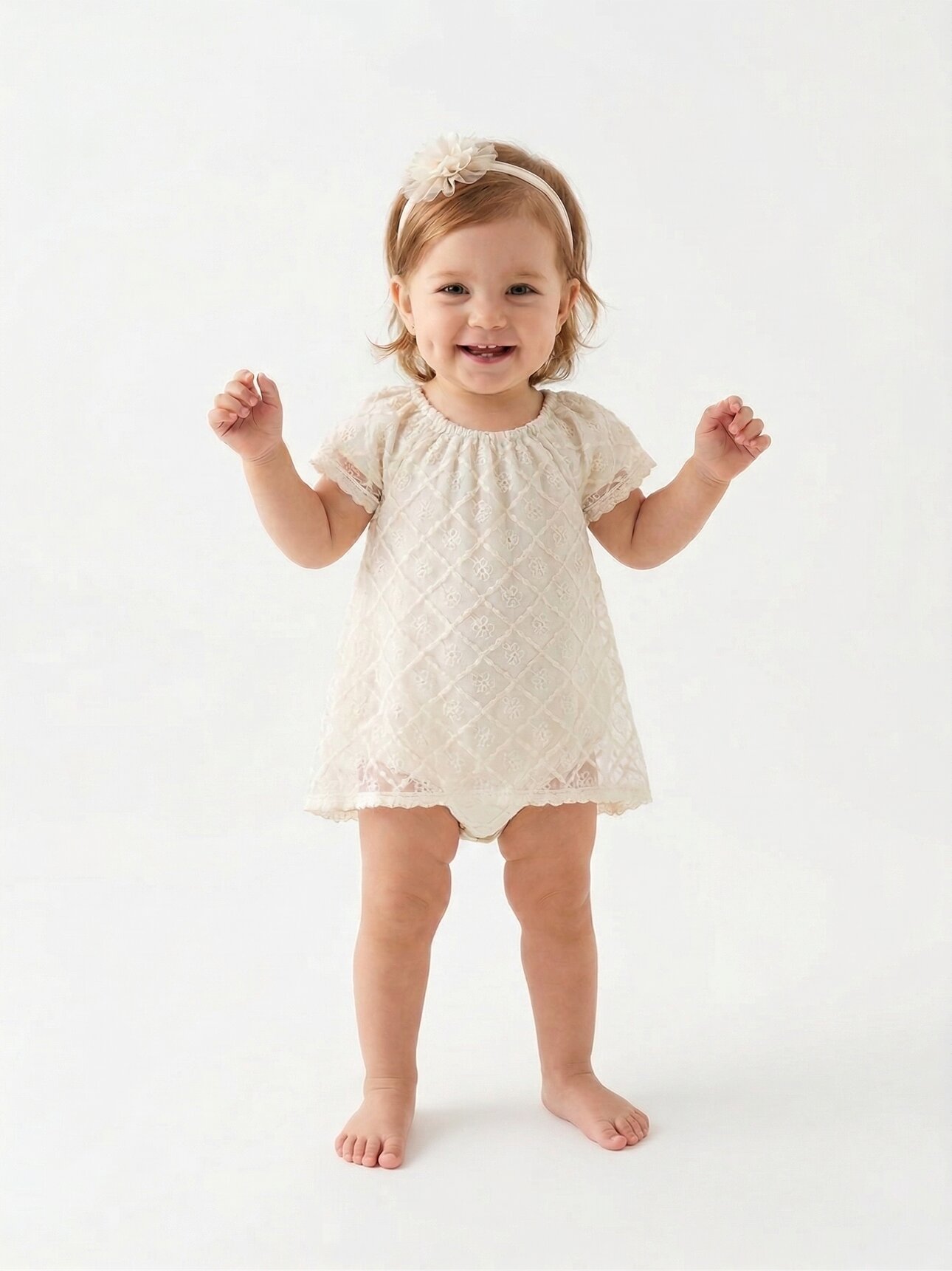 Organik Pamuklu Dantel Detaylı Bandanalı 2Lİ Kız Bebek Elbise