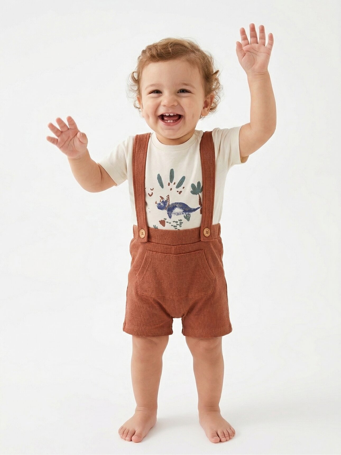 Yüksek Kalite Pamuklu Salopet Kanguru Cepli Çıtçıtlı Düğmeli 2li Erkek Bebek Takım