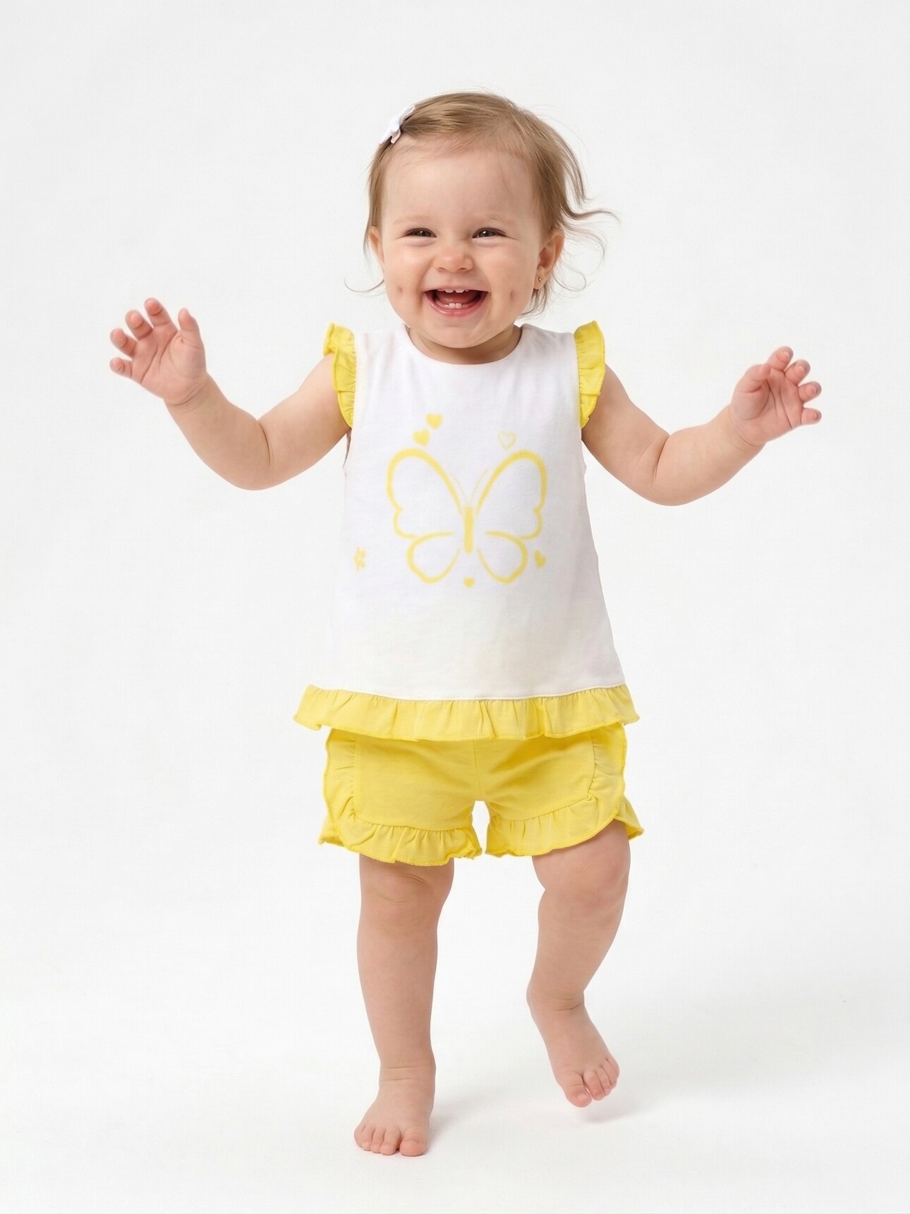 Pamuklu Kelebek Detaylı Kız Bebek 2li Takım