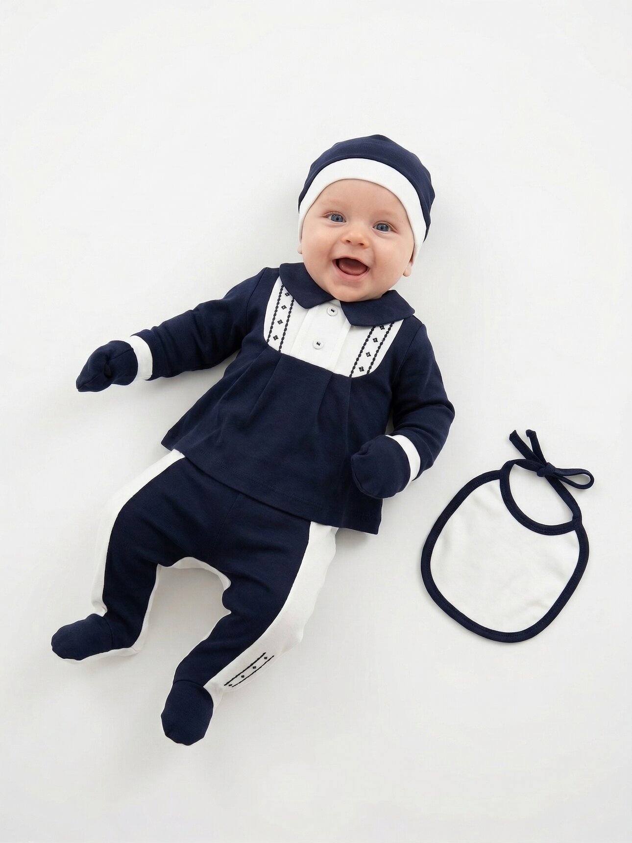 Pamuklu Bebe Yaka Sırtı Boydan Çıtçıtlı Kız Bebek 5li Hastane Çıkışı - Detay Görseli 5